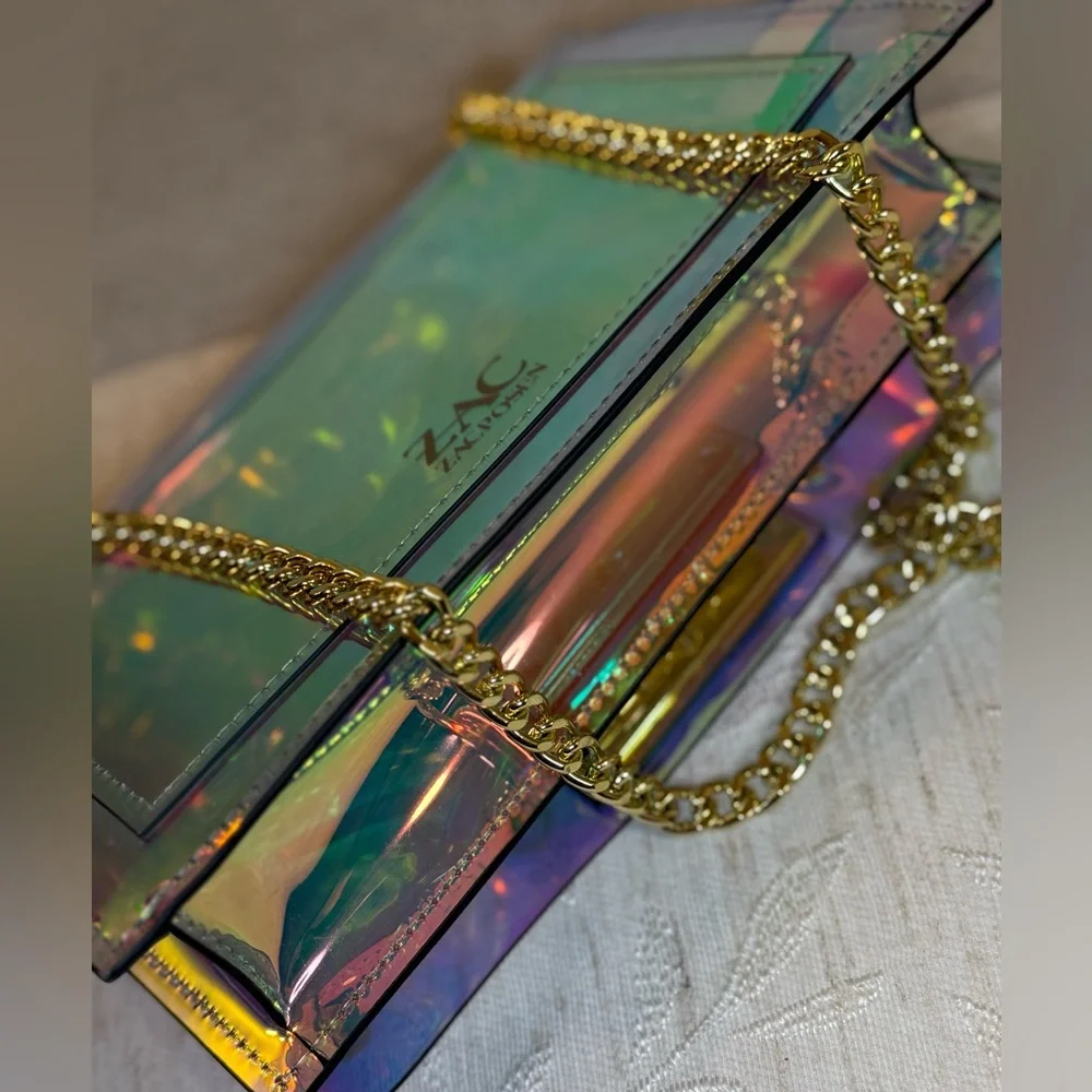 ZAC Zac Posen Eartha Mini Iridescent TPU Pearl Crossbody Bag Double Layer Strap - Picture 10 of 16